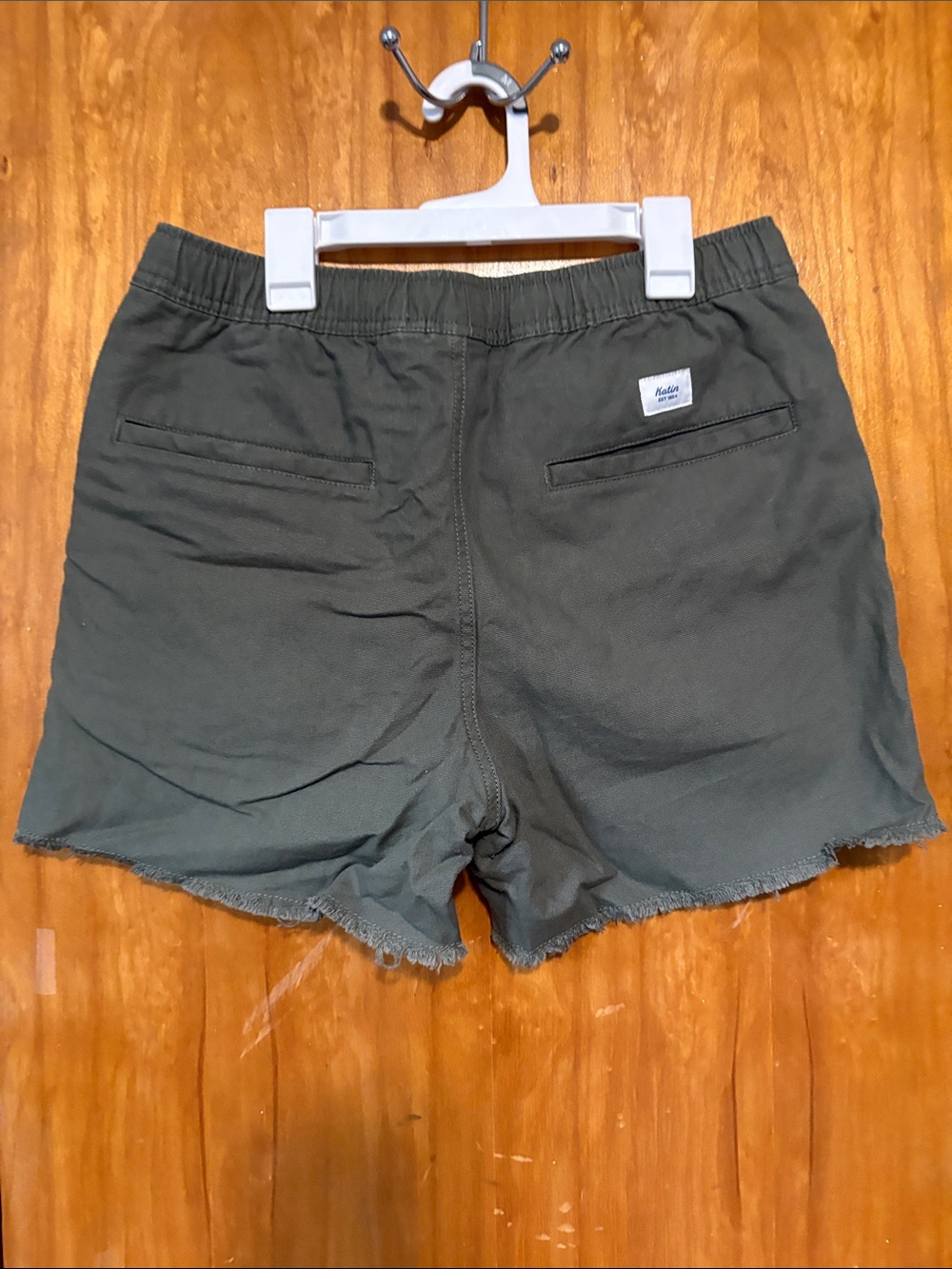 Katin Women's Olive Drawstring Patch-Pocket Athletic Shorts - Size S/M - Picture 3 of 5